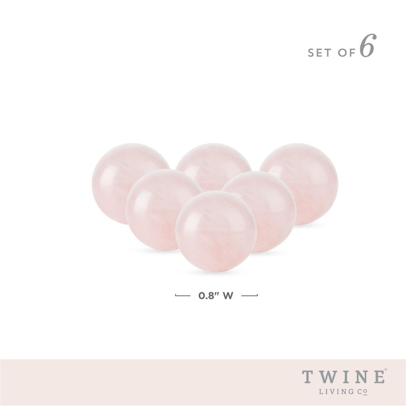 Twine Rose Quartz Wine Gems, Pink Drink Chillers, Real Polished Rose Quartz Stone Spheres, Whiskey Stones, Pink, Set of 6 - Image 3